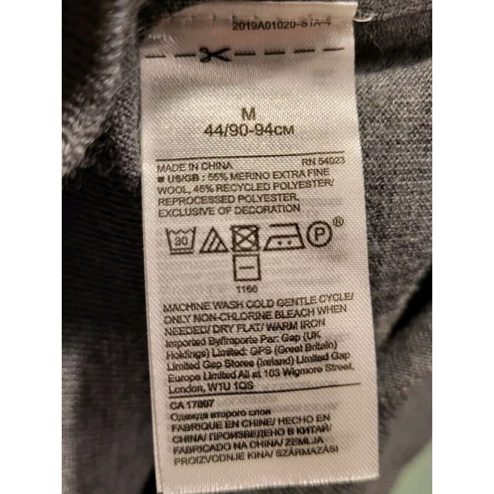 Banana Republic Gray Floral Embroidered Merino Wool Lightweight Sweater Sz M - Picture 8 of 8